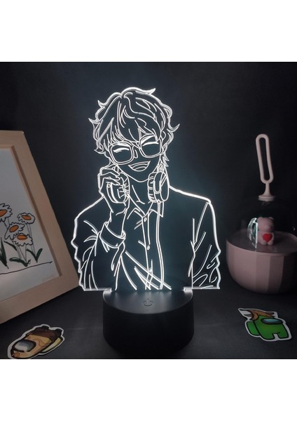 Anime Mystic Messenger Şekil 3D Çocuklar Gece Işığı, Uzaktan Kumanda ile Değişen 16 Renk, Çocuk Odası U, Şekil Manga Illusion LED Oyuncak Lamba Kız Erkek Noel Hediyeleri (Siyah La (Yurt Dışından)