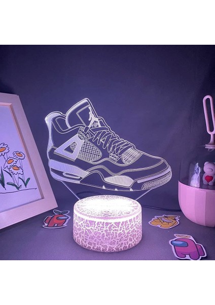 Anime Spor Ayakkabı Figürü 3D Çocuk Gece Işığı, Uzaktan Kumanda ile Değişen 16 Renk, Çocuk Odası U, Şekil Manga Illusion LED Oyuncak Lamba Kız Erkek Çocuklar Noel Hediyeleri (Yurt Dışından)