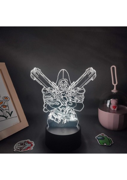 Game Overwatches Figür 3D Çocuk Gece Işığı, Uzaktan Kumandayla Değişen 16 Renk, Çocuk Odası U, Manga Illusion LED Oyuncak Lamba Kız Erkek Çocuklar Yılbaşı Hediyeleri (Siyah L (Yurt Dışından)