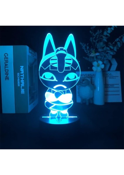 Kleopatra Figürü Çocuk 3D Gece Lambası, Uzaktan Kumandayla Değişen 16 Renk, Çocuk Odası U, Figür Manga Illusion LED Oyuncak Lamba Kız Erkek Çocuklar Noel Hediyeleri (Düz Siya (Yurt Dışından)