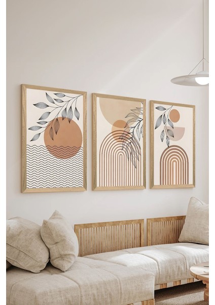 3 Parça Ahşap Çerçeve Görünümlü Mdf Poster Tablo Seti - Set 129
