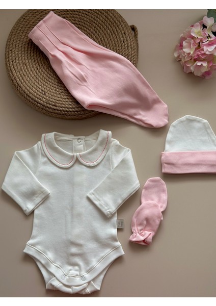 Pembe Hastane Çıkışı Set (Body, Pantolon, Bere, Eldiven) fiyatları