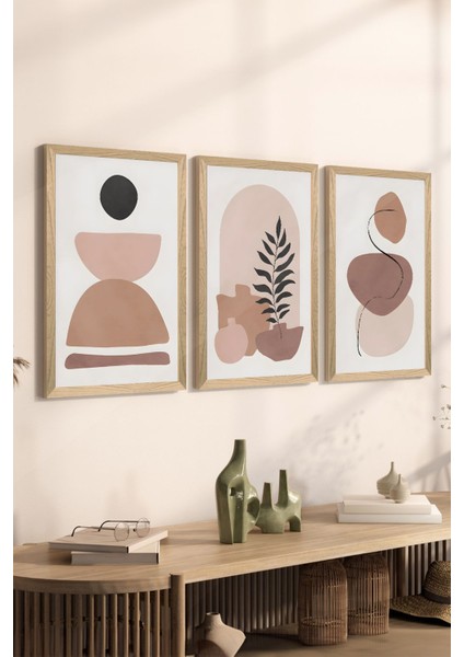 3 Parça Ahşap Çerçeve Görünümlü Mdf Poster Tablo Seti - Set 50