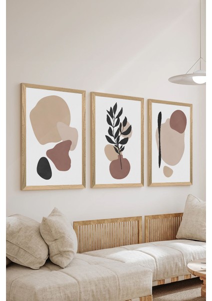 3 Parça Ahşap Çerçeve Görünümlü Mdf Poster Tablo Seti - Set 67