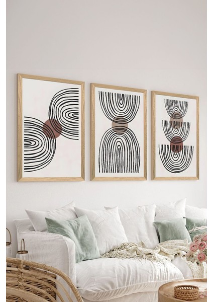 3 Parça Ahşap Çerçeve Görünümlü Mdf Poster Tablo Seti - Set 72