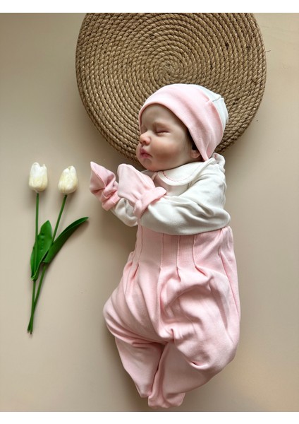 Pembe Hastane Çıkışı Set (Body, Pantolon, Bere, Eldiven) modelleri
