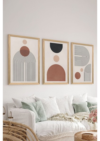 3 Parça Ahşap Çerçeve Görünümlü Mdf Poster Tablo Seti - Set 48