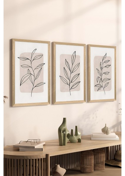 3 Parça Ahşap Çerçeve Görünümlü Mdf Poster Tablo Seti - Set 54