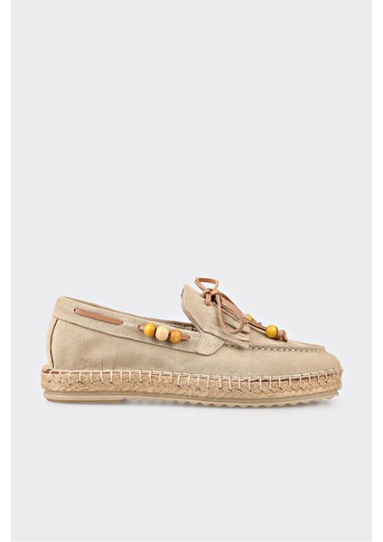 Bej Deri Kadın Günlük Ayakkabı