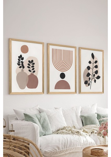 3 Parça Ahşap Çerçeve Görünümlü Mdf Poster Tablo Seti - Set 60