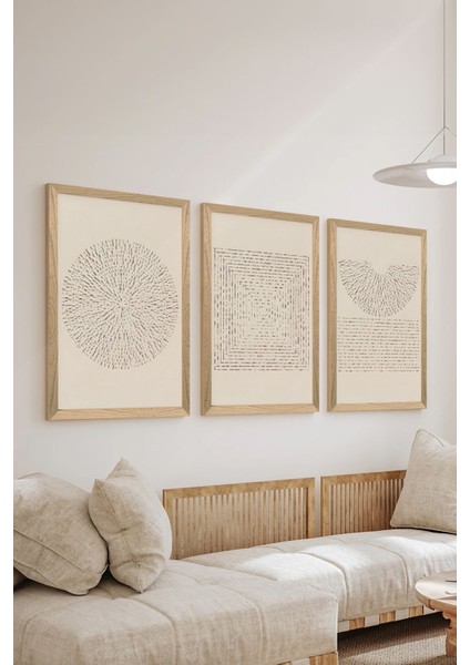 3 Parça Ahşap Çerçeve Görünümlü Mdf Poster Tablo Seti - Set 15