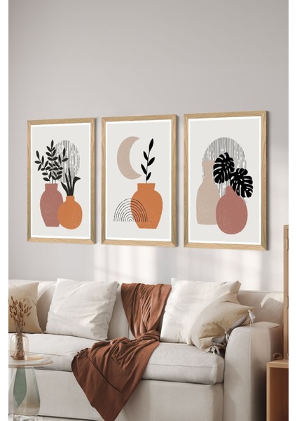 3 Parça Ahşap Çerçeve Görünümlü Mdf Poster Tablo Seti - Set 112