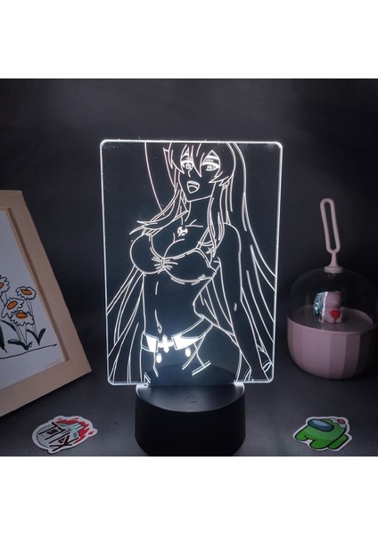 3D Illusion Anime Light Akame Ga Kill Esdeath Figürü Çocuklar/ 3D Nightlight Uzaktan Kumandalı 16 Renk Lambası, Manga Akame Ga Kill Noel Hediyesi Oyuncaklar Çocuklar/erkekler (Siya (Yurt Dışından)
