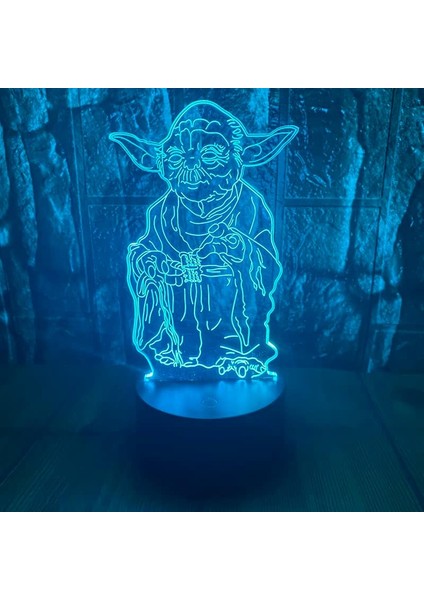 Sevimli Star Wars Bebek Jedi Ustası Yoda Anime Karakter 3D LED Optik Illüzyon Uzaktan Kumandalı Uyku 7 Renk Yatak Odası U Masa Lambası Çocuklar Doğum Günü Yılbaşı Hediyeleri Erk (Yurt Dışından)