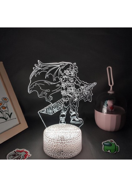 Oyun Final Fantasy Şekil 3D Çocuklar Gece Işığı, Uzaktan Kumanda ile Değişen 16 Renk, Çocuk Odası U, Strife Manga Illusion LED Oyuncak Lamba Kız Erkek Noel Hediyeleri (Lav Lambası (Yurt Dışından)