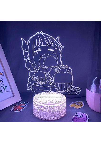 Bayan Kobayashi'nin Ejderha Hizmetçisi Anime 3D Erkek 16 Renk Kız Odası U Illusion LED Lamba USB Manga Kanna Kamui Şekil Uygun Çocuklar Yılbaşı Hediyeleri (Lav Lambası (Yurt Dışından)