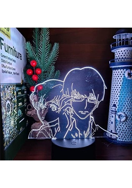 Fanlar Resonanceed 3D Nightlight'ta Anime Terörü 16 Renk Illusion Uzaktan Kumandalı LED Lamba, Resonance'da Manga Terörü Şekil Noel Hediyesi Oyuncaklar Çocuklar / Erkekler (Siyah) (Yurt Dışından)