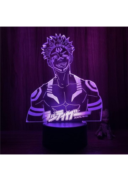 Anime Jujutsu Kaisen Şekil 3D Çocuklar Gece Lambası, Uzaktan Kumanda ile Değişen 16 Renk, Çocuk Odası U, Kötü Şekil Manga Illusion LED Oyuncak Lamba Kız Erkek Noel Hediyeleri (Yurt Dışından)