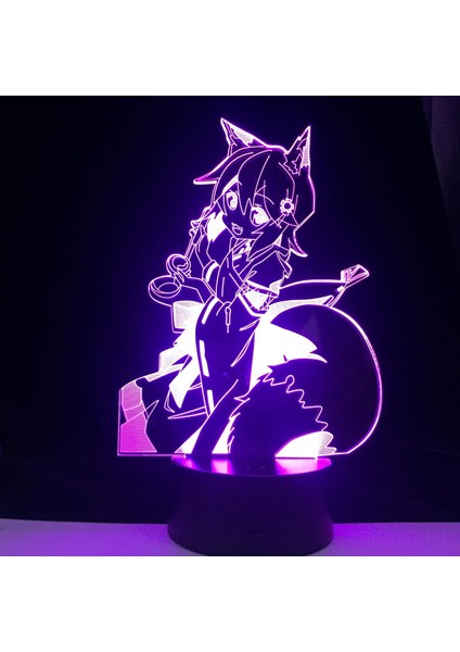 Anime Yararlı Tilki Senko San Şekil 3D Çocuklar Gece Işığı, Uzaktan Kumanda ile Değişen 16 Renk, Çocuk Odası U, Şekil Manga Illusion LED Oyuncak Lamba Kız Erkek Noel Hediyeleri (Yurt Dışından)