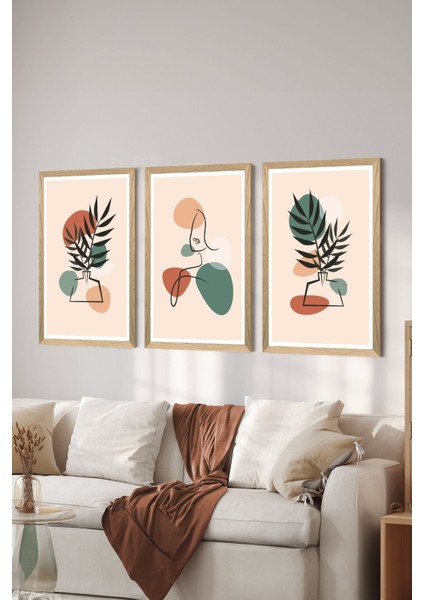 3 Parça Ahşap Çerçeve Görünümlü Mdf Poster Tablo Seti - Set 123