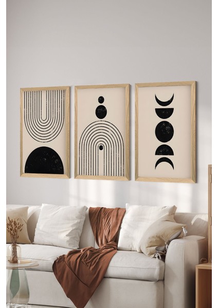 3 Parça Ahşap Çerçeve Görünümlü Mdf Poster Tablo Seti - Set 17