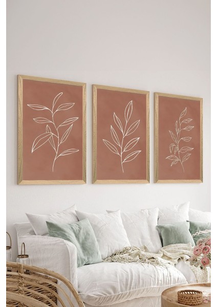 3 Parça Ahşap Çerçeve Görünümlü Mdf Poster Tablo Seti - Set 52