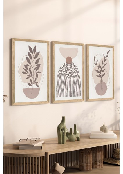 3 Parça Ahşap Çerçeve Görünümlü Mdf Poster Tablo Seti - Set 58