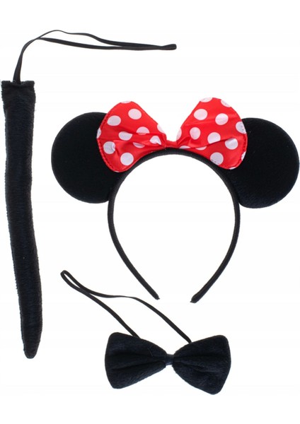 Minnie Mouse Kostüm Seti Taç Kuyruk Papyon Gösteri Seti
