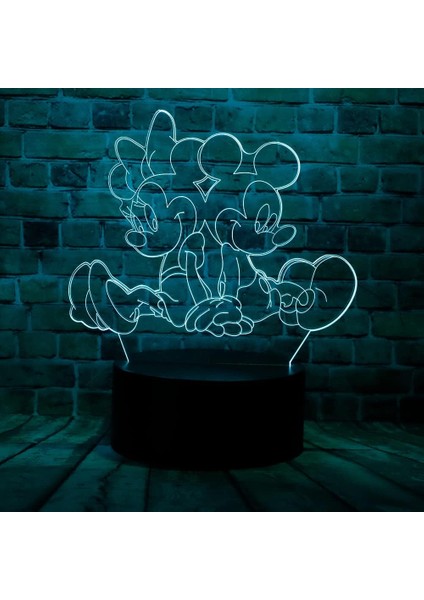 Sevimli Mickey Minnie Mouse Fare Figürinleri Peri Işık Anime Karakter 3D Uzaktan Kumandalı LED Uyku 7 Renkler Yatak Odası U Masa Lambası Çocuklar Doğum Günü Noel Hediyeleri Oğla (Yurt Dışından)