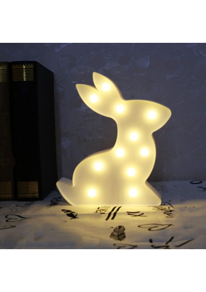 Lamba LED Neon Işıklar 3D Gece Lambası: Karikatür Tavşan Burcu Lambası, Pille Çalışan Tavşan Lambası, Bebek Odası Lambası, Kızlar Başucu Yatak Odası Yemek Masası U Ananas U (Yurt Dışından)
