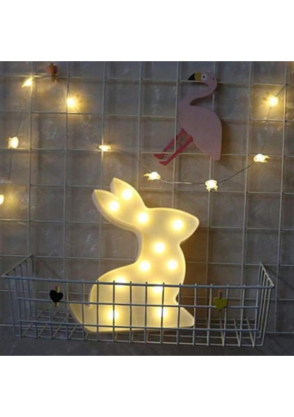 Lamba LED Neon Işıklar 3D Gece Lambası: Karikatür Tavşan Burcu Lambası, Pille Çalışan Tavşan Lambası, Bebek Odası Lambası, Kızlar Başucu Yatak Odası Yemek Masası U Ananas U (Yurt Dışından)
