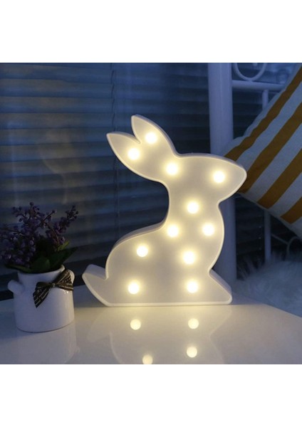 Lamba LED Neon Işıklar 3D Gece Lambası: Karikatür Tavşan Burcu Lambası, Pille Çalışan Tavşan Lambası, Bebek Odası Lambası, Kızlar Başucu Yatak Odası Yemek Masası U Ananas U (Yurt Dışından)