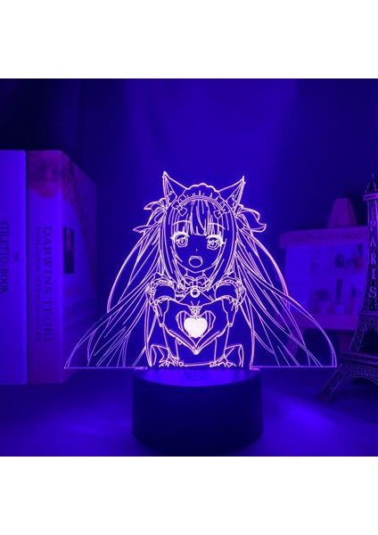 Anime Nekopara Figürü 3D Çocuk Gece Lambası, Uzaktan Kumanda ile Değişen 16 Renk, Çocuk Odası U, Vanilya Figürü Manga Illusion LED Oyuncak Lamba Kız Erkek Noel Hediyeleri (Nk3) (Yurt Dışından)