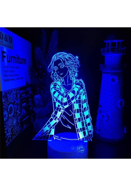 Anime Tokyo Revengersed 3D Nightlight 16 Renk Illusion Uzaktan Kumandalı LED Lamba, Manga Tokyo Revengers Revengers Şekil Noel Hediyesi Oyuncaklar Çocuklar/erkekler (Siyah Dokunu (Yurt Dışından)