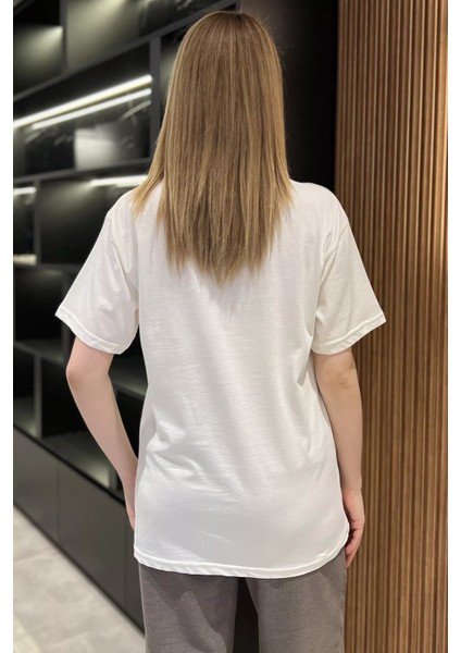 Fiyonk Taşlı Bisiklet Yaka Kadın Tişört P-00016716 modelleri