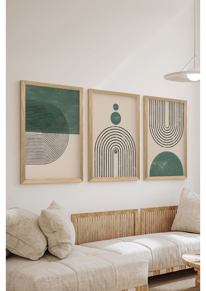3 Parça Ahşap Çerçeve Görünümlü Mdf Poster Tablo Seti - Set 19