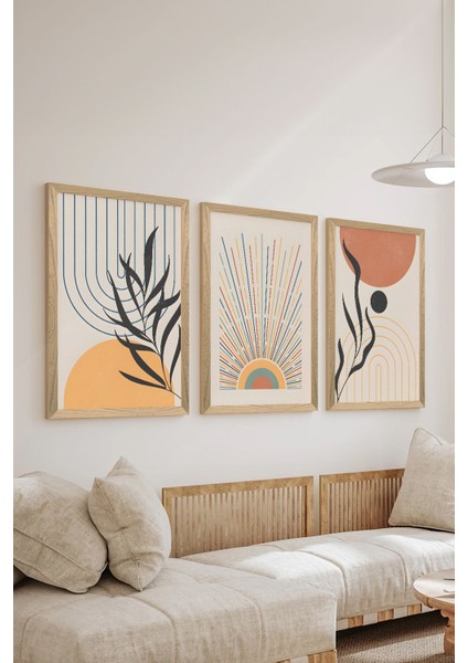 3 Parça Ahşap Çerçeve Görünümlü Mdf Poster Tablo Seti - Set 23