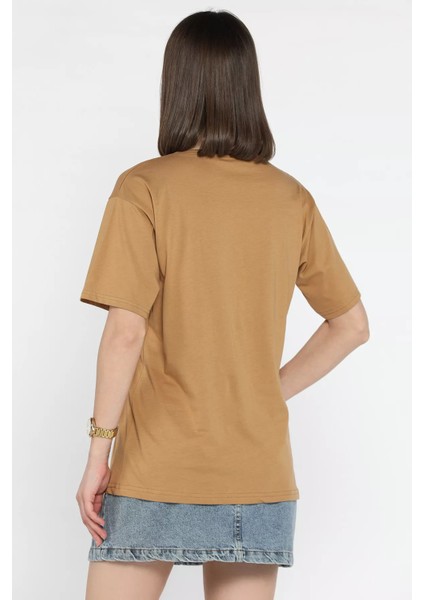 Fiyonk Taşlı Bisiklet Yaka Kadın Tişört P-00016716 modelleri