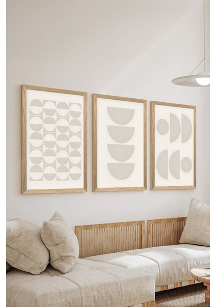 3 Parça Ahşap Çerçeve Görünümlü Mdf Poster Tablo Seti - Set 31