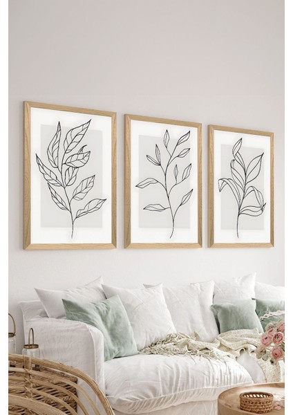 3 Parça Ahşap Çerçeve Görünümlü Mdf Poster Tablo Seti - Set 76