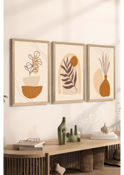3 Parça Ahşap Çerçeve Görünümlü Mdf Poster Tablo Seti - Set 101