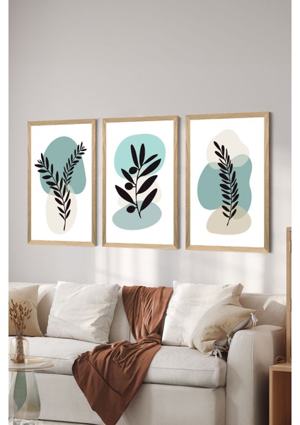 3 Parça Ahşap Çerçeve Görünümlü Mdf Poster Tablo Seti - Set 96