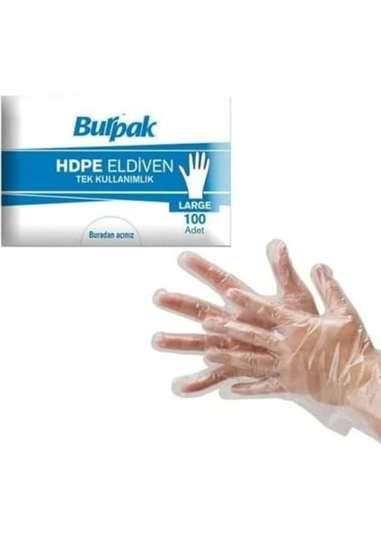 Metrashop Hdpe Iş Temizlik Tek Kullanımlık Şeffaf Eldiven/büyük Boy / 100 Adetlik 20 Paket - Koli