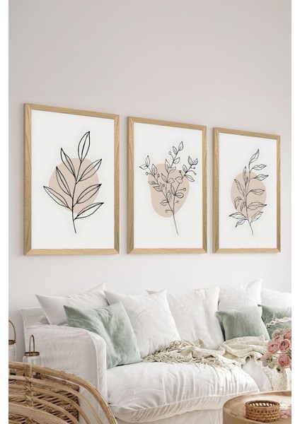 3 Parça Ahşap Çerçeve Görünümlü Mdf Poster Tablo Seti - Set 32