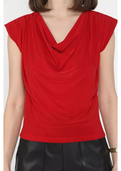 Omuz Vatkalı Drapeli Kadın Bluz P-00014943 fırsatları