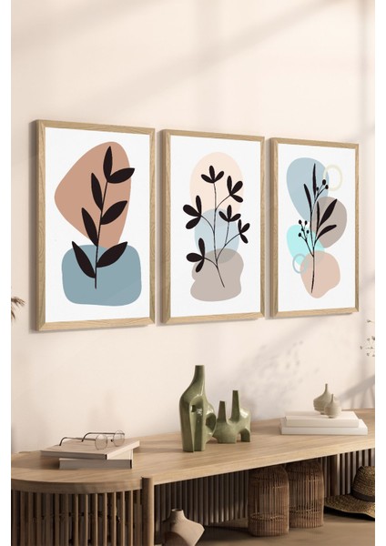 3 Parça Ahşap Çerçeve Görünümlü Mdf Poster Tablo Seti - Set 97