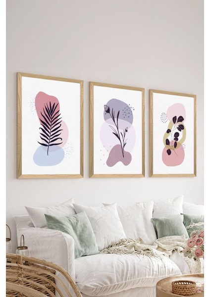 3 Parça Ahşap Çerçeve Görünümlü Mdf Poster Tablo Seti - Set 103