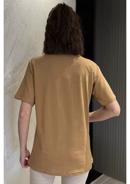 Bisiklet Yaka Taş Detaylı Baskılı Kadın Tişört P-00016697 modelleri