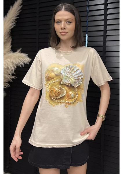 Baskılı Taş Detaylı Kadın Tişört P-00016700 fiyatları