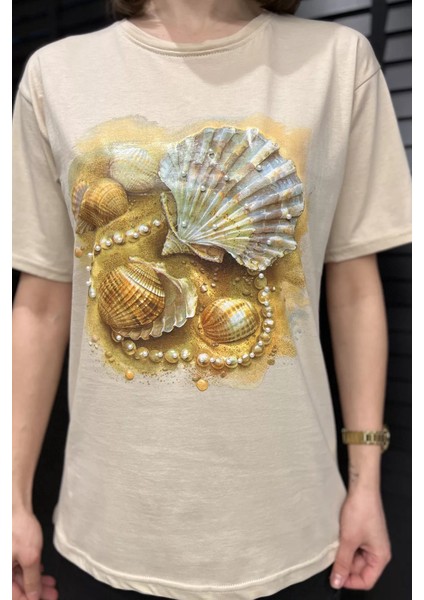 Baskılı Taş Detaylı Kadın Tişört P-00016700 fırsatları